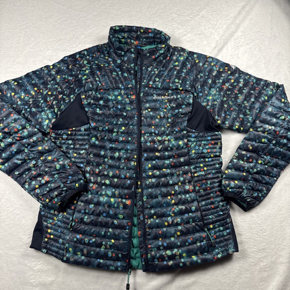 Eddie Bauer First Ascent Stormdown 800 Women M Puffer Jacket Goose Down Blue EUC